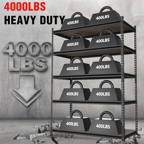 WORKPRO 5-Tier Shelving with Particle Board, 72" Hx36 Wx18 D, 4000LBS Load - size: 36"W x 18"D x 72"H