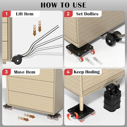 ONEON Heavy Duty Furniture Movers with Wheels & Lifter (5 SGL Wh Parked)