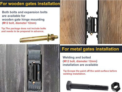 Heavy Duty Gate Hinges,7in,1100lbs Capacity,Thick Solid Steel - size: Large-YJ