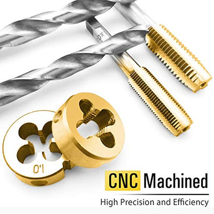 AZUNO 60-Piece Metric & SAE Tap and Die Set, Titanium-Coated GCr15 Steel