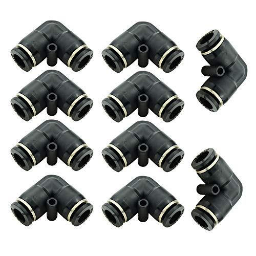 Beduan Push to Connect Fitting Elbow, 8mm x 8mm Tube OD Pneumatic 90° Degree Adapter Push in Fitting for Air Compressor （Pack of 10） - size: 8mm