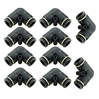 Beduan Push to Connect Fitting Elbow, 8mm x 8mm Tube OD Pneumatic 90° Degree Adapter Push in Fitting for Air Compressor （Pack of 10） - size: 8mm