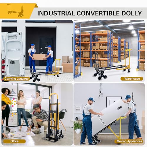 3 in 1 Stair Climbing Dolly Cart with Wheels,1000LBS(Yellow) - color: Yellow