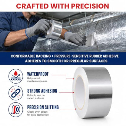 GGR Supplies AF-20R Aluminum Foil HVAC Tape, 4 Inch x 150 Feet, 3.6 Mil - size: 4" in. x 50 yds.