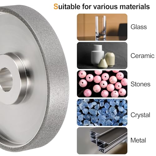 HARFINGTON Diamond Lapidary Wheel 6 Inch x 1 Inch Arbor Hole 150 Grit Grinding Wheels for Stone, Marble, Glass, Ceramics, Crystal, Carbide, Steel - size: 150 Grits