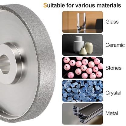 HARFINGTON Diamond Lapidary Wheel 6 Inch x 1 Inch Arbor Hole 150 Grit Grinding Wheels for Stone, Marble, Glass, Ceramics, Crystal, Carbide, Steel - size: 150 Grits