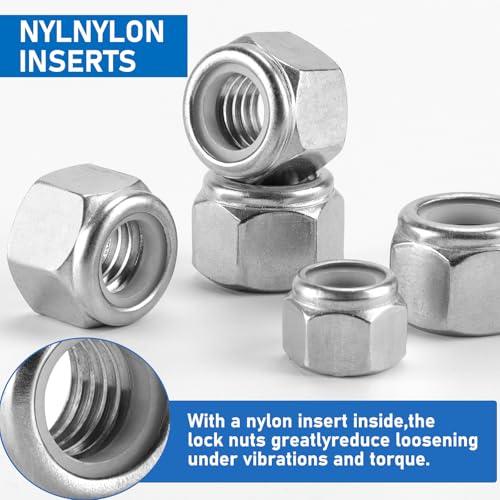 100 Pack 304 A2-70#10-24 Nylon Lock Nuts - color: Silver, size: #10-24