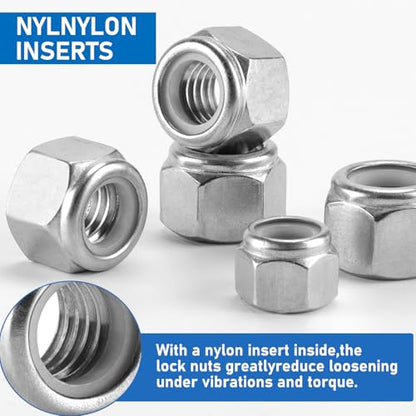 100 Pack 304 A2-70#10-24 Nylon Lock Nuts - color: Silver, size: #10-24