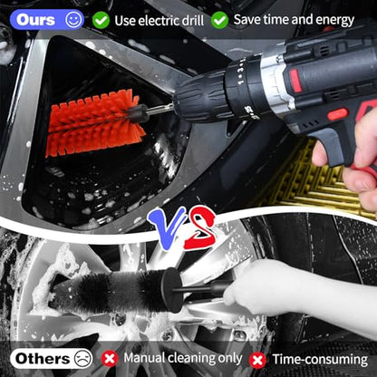 1 Pack Drill Brush for Car Wheel and Bottle(Red) - color: 1 Pack Red