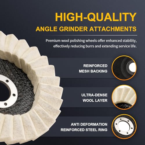 3Pcs 5" Wool Felt Polishing Wheel Discs for Metal Aluminum Grinder