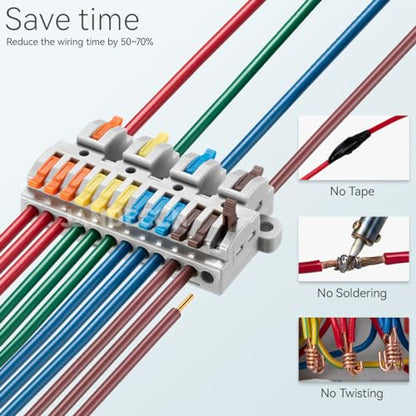4Pcs DIN Rail Terminal Blocks 28-12AWG Wire Splitter, 4 in 12 Out - size: 4 in 12 out