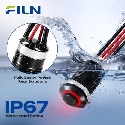 2PCS 8A 12mm Latching Push Button Switch 12V-24V DC IP67 High Head - color: Green