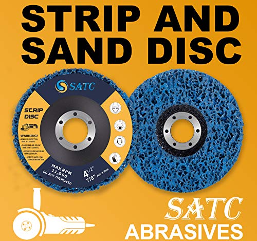 S SATC Stripping Discs 4-1/2" x 7/8" Rust Remover Wheel Remove Paint 5PCS Bule Strip Discs Oxidation Poly Strip Wheel Disc Abrasive Angle Grinding Wheel - style: 5 PCS Strip Discs 4-1/2" x 7/8"