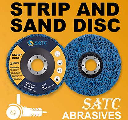 S SATC Stripping Discs 4-1/2" x 7/8" Rust Remover Wheel Remove Paint 5PCS Bule Strip Discs Oxidation Poly Strip Wheel Disc Abrasive Angle Grinding Wheel - style: 5 PCS Strip Discs 4-1/2" x 7/8"