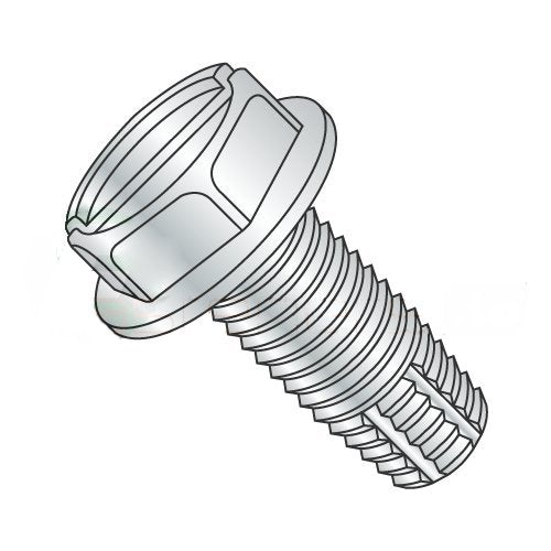 1/4"-20 x 1 Type F Thread Cutting Screws, Hex Washer Head, Steel, 50 Pack