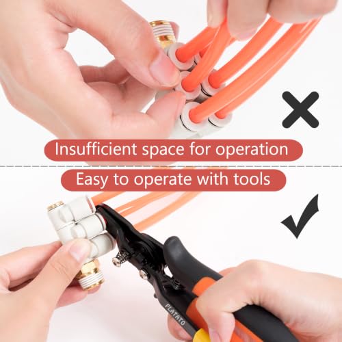 PLATATO Push to Connect Fittings Disconnect Tool Air Line Removal Tool for 3/8”, 1/2” (10-12mm) Pneumatic Air Hose Quick Connect Fittings Quick Release Pliers - size: 10-12mm