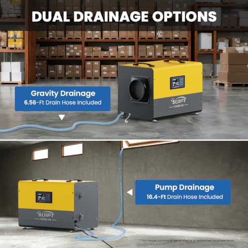 145 Pints Commercial Crawl Space Dehumidifier for Basement w/Pump & Drain - color: Yellow