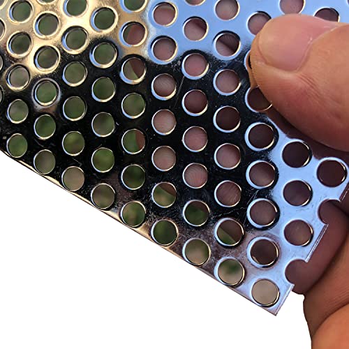 Perforated Metal Sheets-Expanded & Perforated Sheets-Perforated Stainless Steel Sheet-20GA 0.2" Hole （About 5mm） 11.8" X5.9"-Metal Mesh Sheet for Ventilation and Fume Filtration - size: Rectangle 11.8"x5.9"