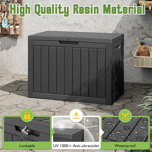 Outdoor Storage Waterproof Deck Box for Patio (50 Gallon, Black) - color: Black, size: 50 Gallon