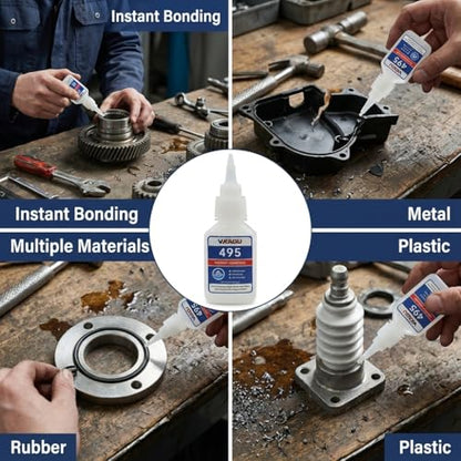 495 Super Glue Instant Adhesive Clear 20g Suitable for Metal Rubber and Plastic 2 Pack - size: 495, style: 2 Pack