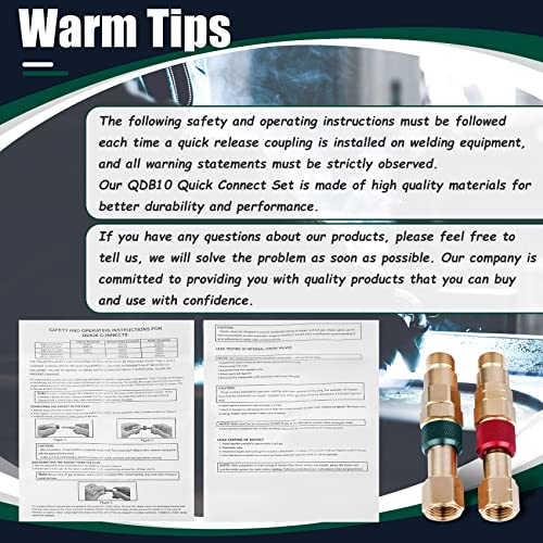 QDB10 Torch To Hose Quick Connect Set For Welding Torch With Check Valves