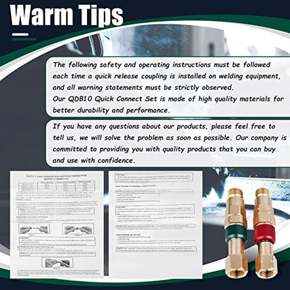 QDB10 Torch To Hose Quick Connect Set For Welding Torch With Check Valves