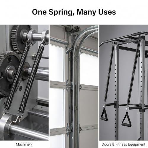 9652 Wood Screen Door Closer Extension Spring，Spring Steel Construction, Black-Painted Finish, Closed Double Loop – 2-Pack