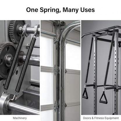 9652 Wood Screen Door Closer Extension Spring，Spring Steel Construction, Black-Painted Finish, Closed Double Loop – 2-Pack