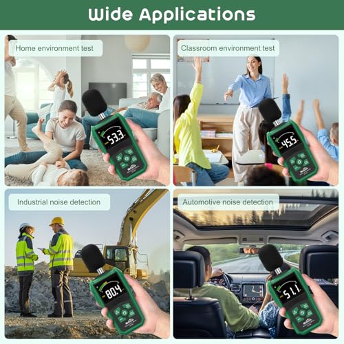 SQECH Decibel Meter, Digital Sound Level Meter with LCD Color Screen,Portable SPL Meter Range 30-130dB with A/C Weighted,MAX/MIN,Data Hold,dB/SONE Unit,FAST/SLOW Response,for Home/Office/Factories