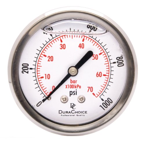 2-1/2" Oil Filled Pressure Gauge, Stainless Case, 1/4" NPT, 0-1,000 PSI - size: [0-1,000 PSI]