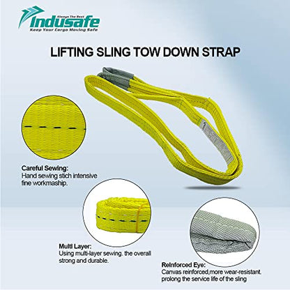 2" x 3’ Poly Web Sling Lifting Strap for Rigging Moving Towing Hoisting Work Gear, Pack of 2