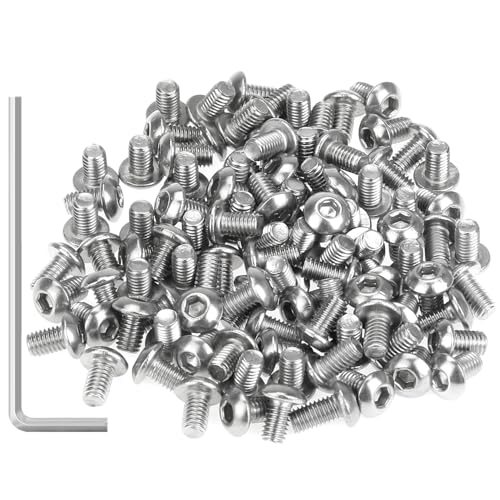 105 Pieces M3 x 5mm Button Head Socket Cap Screws, Thread Pitch 0.5mm, Sutemribor M3 Screws, 304 Stainless Steel, Fully Threaded, Silver - size: M3 x 5mm, style: Button Head