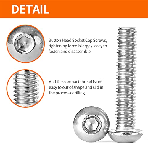M8 x 30mm 35mm 40mm 45mm 50mm Button Head Socket Cap Screws Bolts, 304 Stainless Steel, Metric Allen Hex Drive, Machine Fully Threaded, Assortment Kit 25PCS - size: M8 x 30/35/40/45/50mm (25PCS)