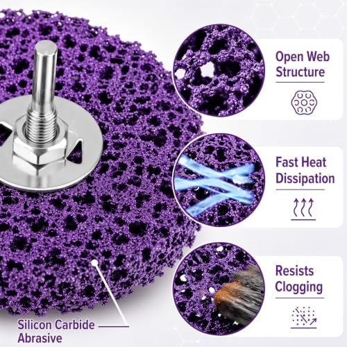 5 Pcs Paint Stripping Disc Drill Attachment 4" x 1/2", Purple - color: Purple