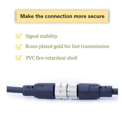 M12 4-Pin Double Female Connector Cable – Industrial Waterproof Sensor Extension Wire, A-Coded Safe Signal Cord for Automation, Robotics, Machinery - size: 1m, style: 4pin Double Female