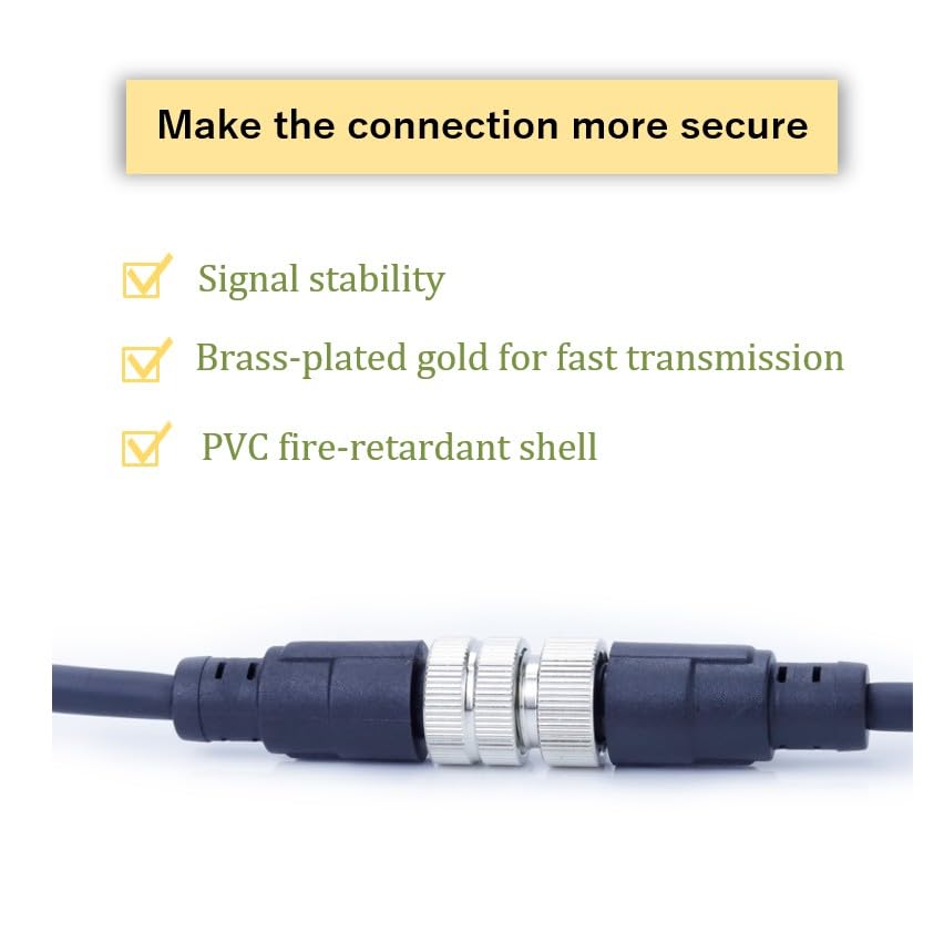 M12 12-Pin Double Female Connector Cable – Industrial Waterproof Sensor Extension Wire, A-Coded Safe Signal Cord for Automation, Robotics, Machinery - size: 2m, style: 12pin Double Female