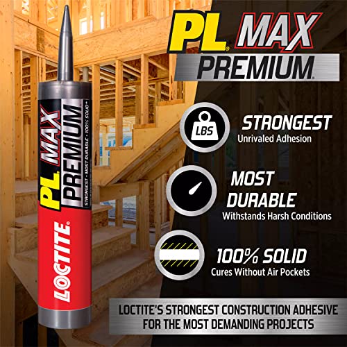 Loctite PL Premium Max Construction Adhesive, 9 fl oz Cartridge, 1 Pack - Versatile Construction Glue for Wood, Concrete, Stone & More - size: 1 Pack