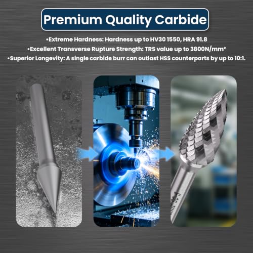 LU&MN SG-5 Tungsten Carbide Burr, 1/2" Head, 1/4" Shank, 1 PCS - style: SG-5
