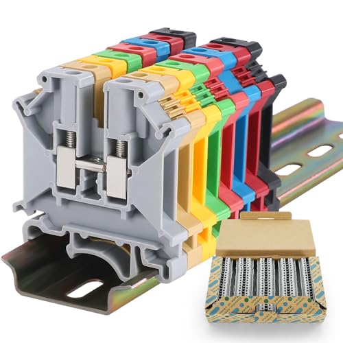 100PCS Gray UK5N Terminal Block DIN Rail Terminal Blocks - Application for 24-10AWG 800V Electrical Cabinets Distribution Box,Solar Power System,PLC Industrial Control Automation Panel DIY CNC RV - color: UK5N Gray Terminal Block