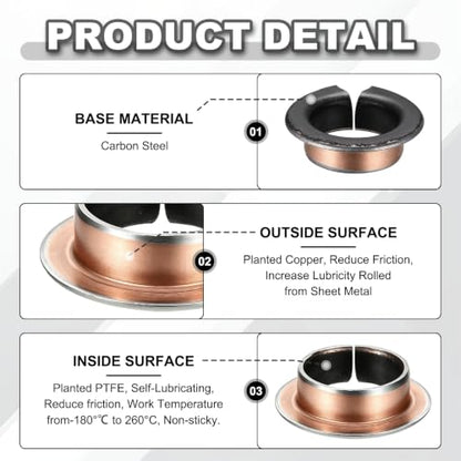 uxcell 40Pcs Flanged Sleeve Bearing, 12mm Bore x 14mm OD x 6mm Length - size: 12×14×6mm