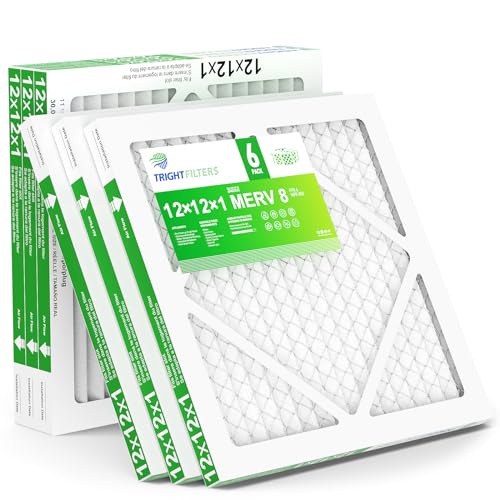 TRIGHTFILTERS 12x12x1 Air Filter 6 Pack, MERV 8 Pleated Home HVAC AC Filter - size: 12x12x1-6pack