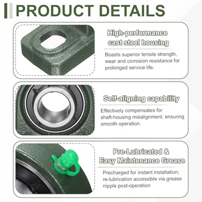 uxcell UCP205 Pillow Block Bearings 25mm Bore Self Alignment Solid Cast - size: UCP205 (Bore 25mm)