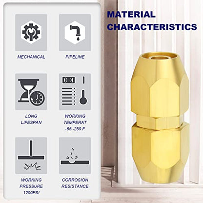 ChillWaves Brass Air Reusable Replacement Fitting,Reusable Hose Splicer 1/4" ID Polyurethane Hose（1/4" Barb）Repair Fitting(5-PACK) - size: 1/4" Barb x 1/4" Barb (1/4" ID 3/8" OD)