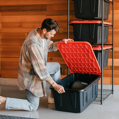 CleverMade 27 Gallon Tote Storage Rack, 5-Bin Steel Tower, 250 lb, Black - size: Single