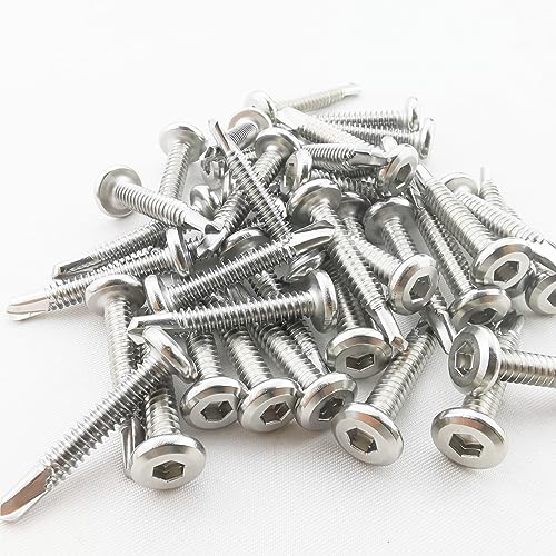 40PCS #12 x 1-1/4" Hex Socket Self Tapping Screws, 410 Stainless Steel Sheet Metal Flat Head Drilling Screw Self-Tapping Screws High-Strength Fast Sheet Metal Screws (5/8" to 1-3/4" Available) - size: 40PCS #12 x 1-1/4"