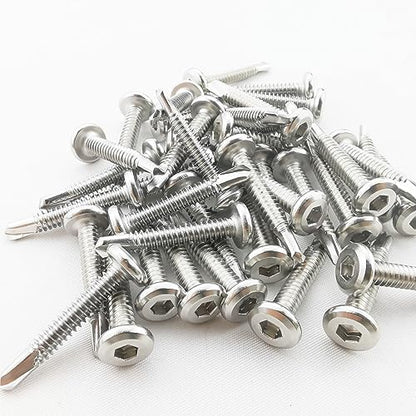 40PCS #12 x 1-1/4" Hex Socket Self Tapping Screws, 410 Stainless Steel Sheet Metal Flat Head Drilling Screw Self-Tapping Screws High-Strength Fast Sheet Metal Screws (5/8" to 1-3/4" Available) - size: 40PCS #12 x 1-1/4"