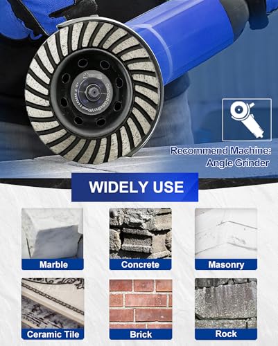 SHDIATOOL 4-1/2 Inch Turbo Row Diamond Grinding Cup Wheel for Concrete Granite Marble Masonry Brick Fits 7/8 Inch-5/8 Arbor Grit40/50 - size: 4.5 Inch, style: Turbo Rows