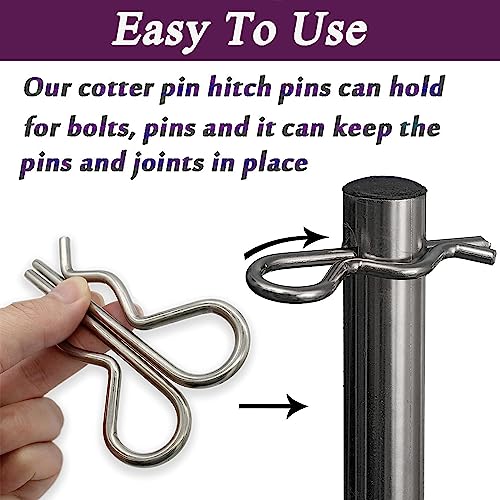 15Pcs Heavy Duty Hitch Pins Clip R Clips Cotter Pins, Stainless Steel Spring Retaining Wire Hair Pins， Large for Trailer Tractors Mower Carts Truck Pin Clip，Strong Spring Tension M3x60mm - size: M3×60mm-15pcs 304 Stainless Steel