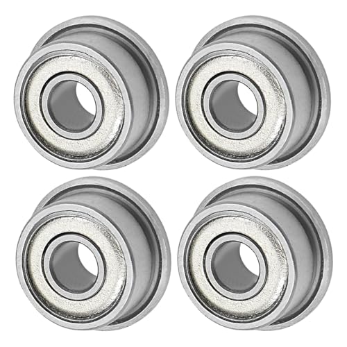 M METERXITY 4-Pack F693ZZ Flanged Ball Bearing, 3 x 8 x 4mm Double Metal Shielded Chrome Steel (GCr15) Flange Rip Bearings for Wheelbarrow/Printer/Fax Machines/Power Tools - size: 3mm x 8mm x 4mm
