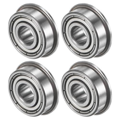 M METERXITY 4-Pack F605ZZ Flanged Ball Bearing, 5 x 14 x 5mm Double Metal Shielded Chrome Steel (GCr15) Flange Rip Bearings for Wheelbarrow/Printer/Fax Machines/Power Tools - size: 5mm x 14mm x 5mm